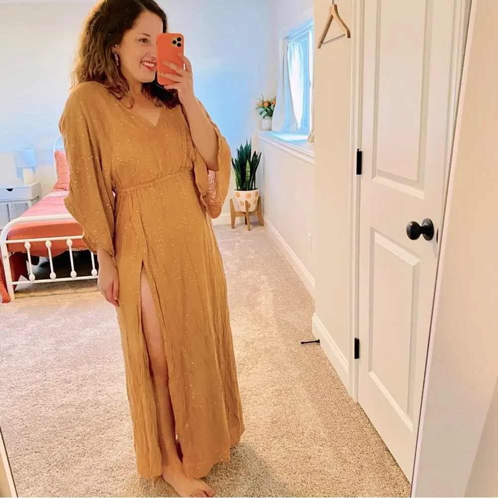 NWT Sundress Bronze Sequin Sexy Maxi Dress XS/S